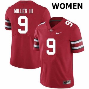 Women's Ohio State Buckeyes #9 Jack Miller III Scarlet Nike NCAA College Football Jersey Ventilation NDF4144DE